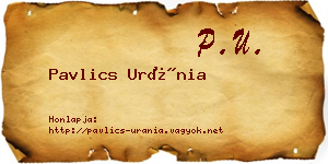 Pavlics Uránia névjegykártya